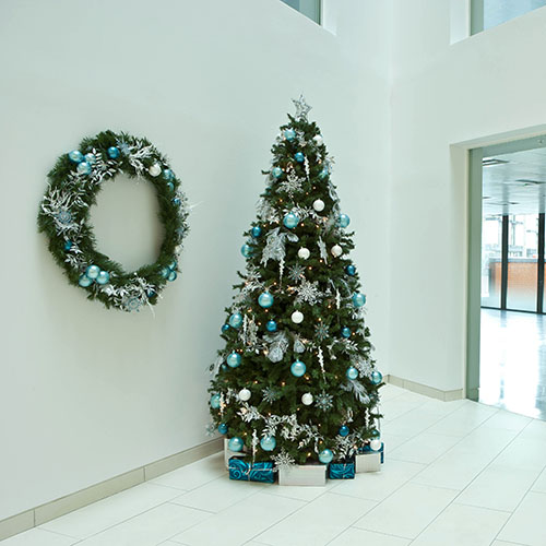 Blue and silver Christmas tree