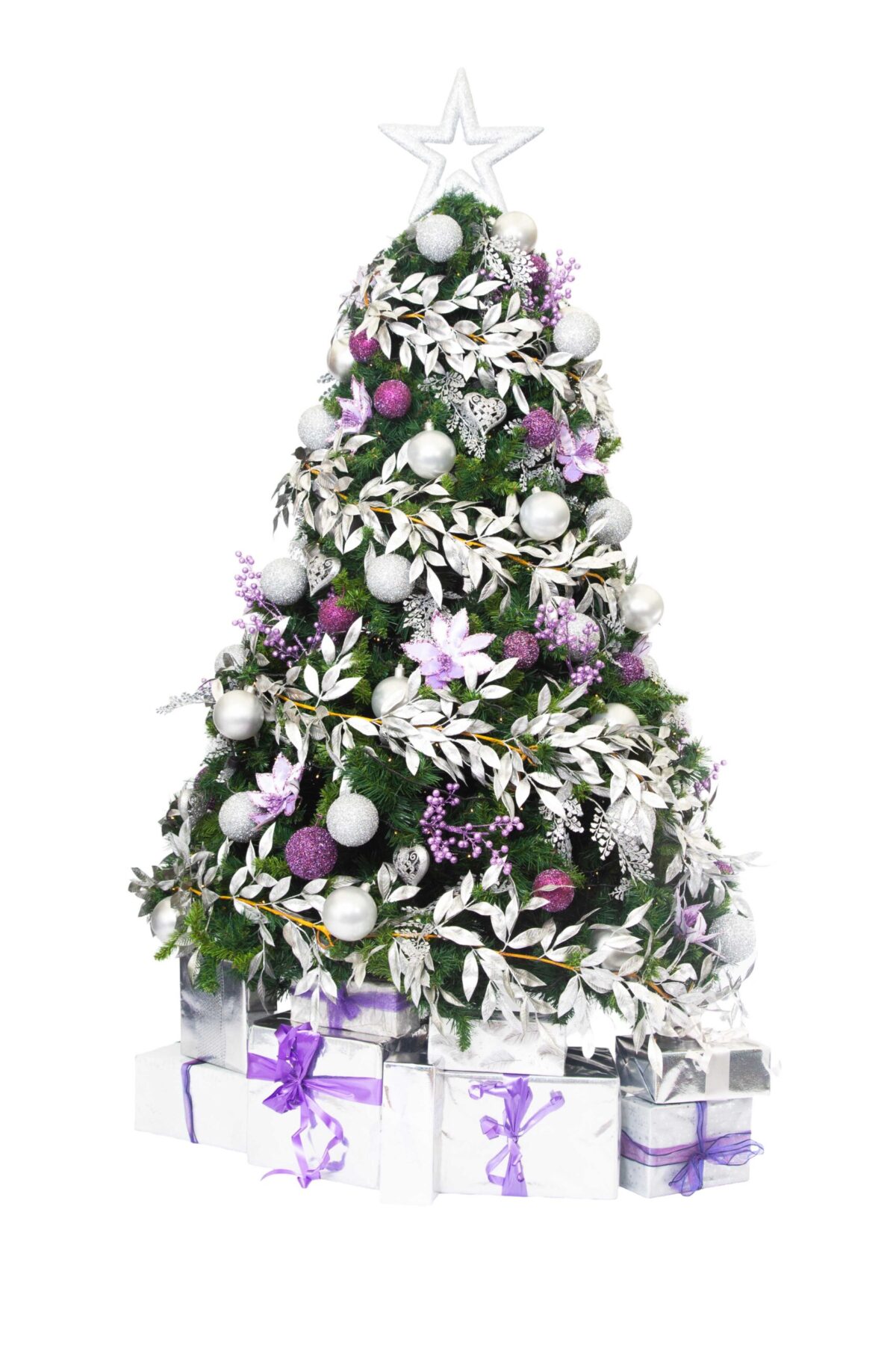 Artificial Christmas Tree with Parcels - Lavendar Sparkle