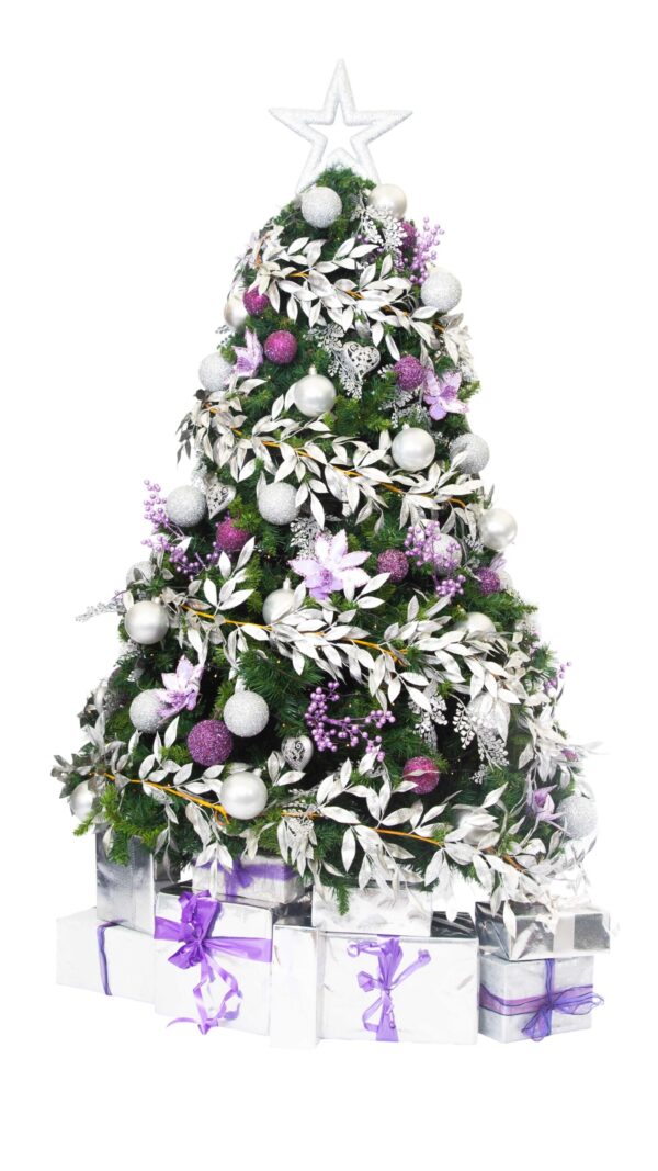 Artificial Christmas Tree with Parcels - Lavendar Sparkle