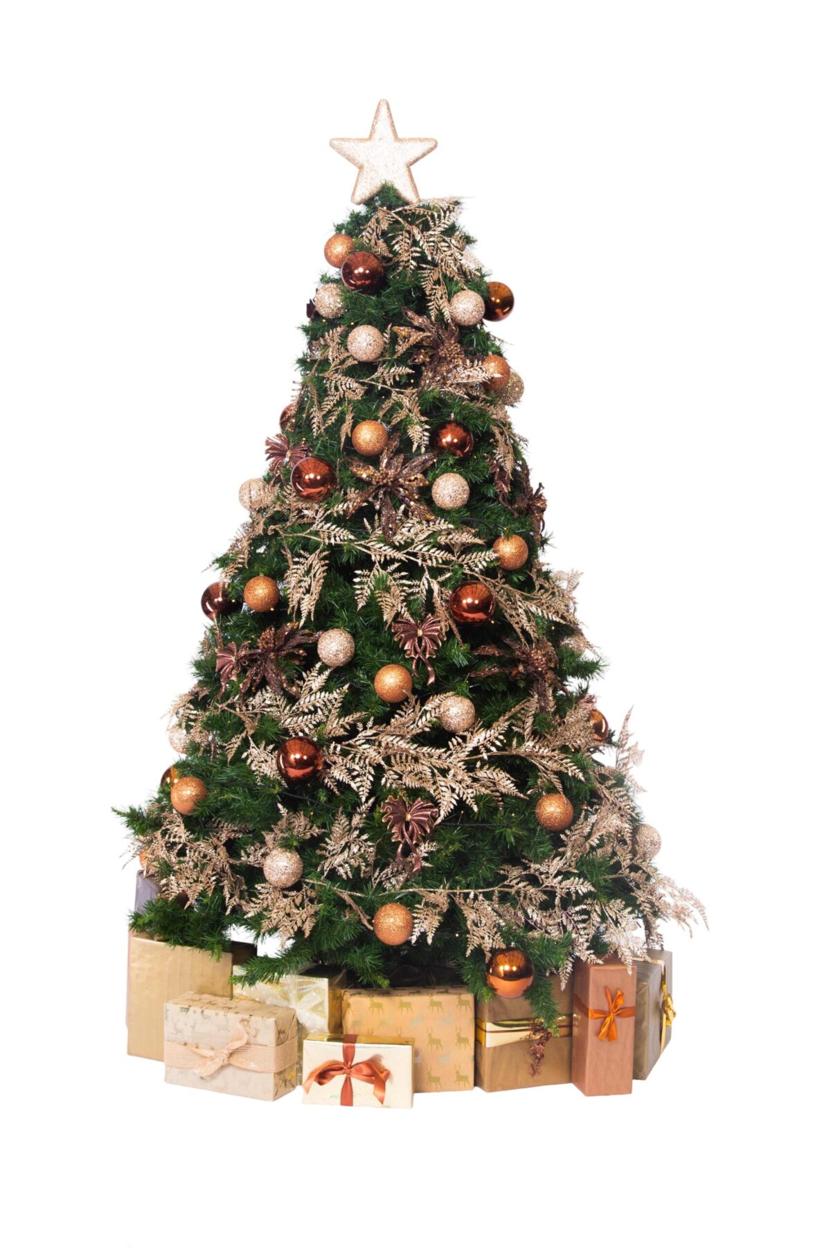 Artificial Christmas Tree with Parcels - Champagne and Chocolates