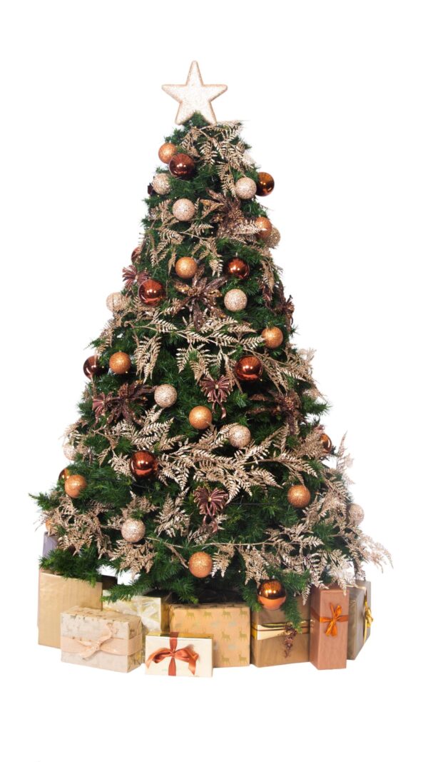 Artificial Christmas Tree with Parcels - Champagne and Chocolates