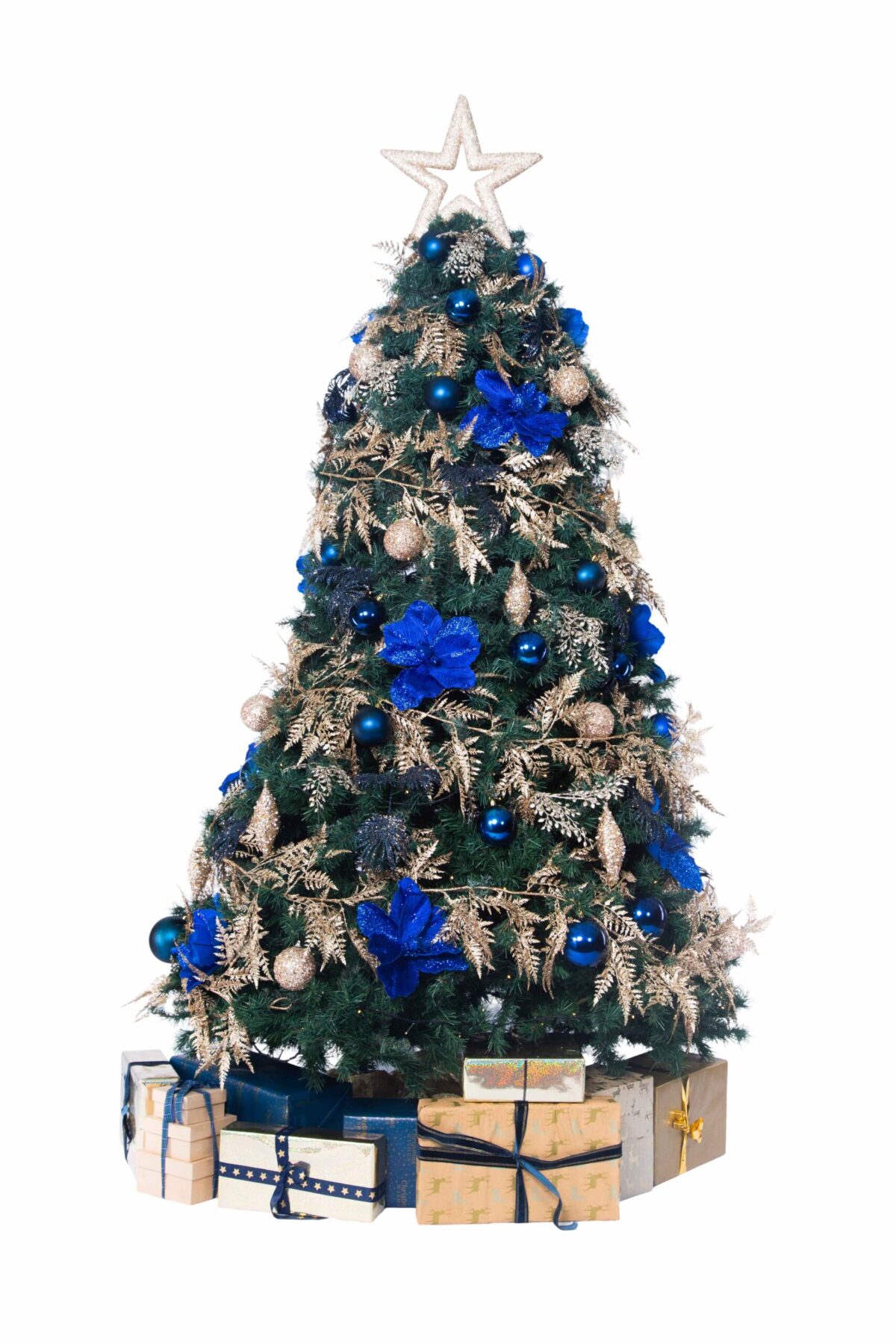 Artificial Christmas Tree with Parcels - Midnight Elegance