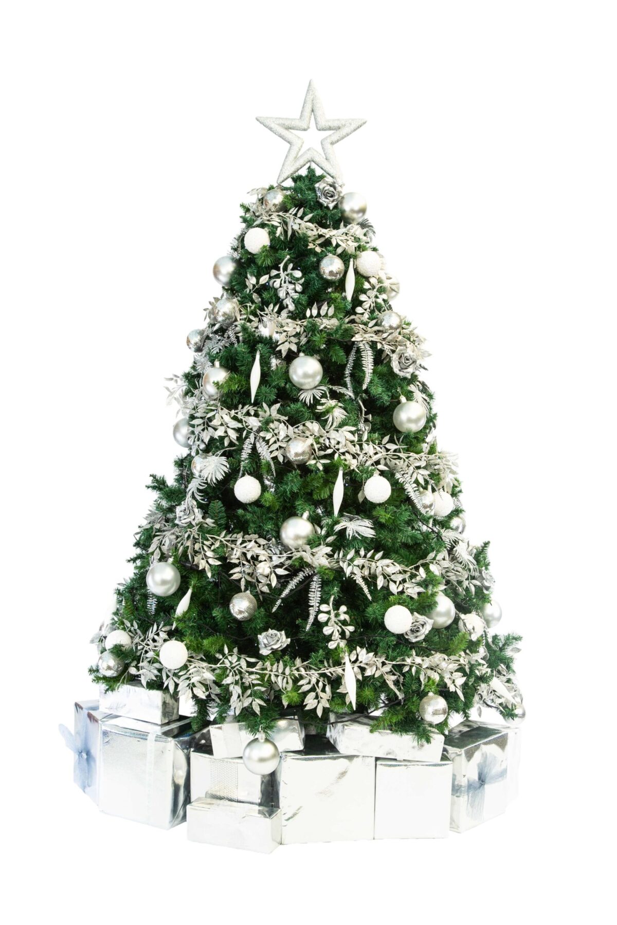 Artificial Christmas Tree with Parcels - Simply Silver